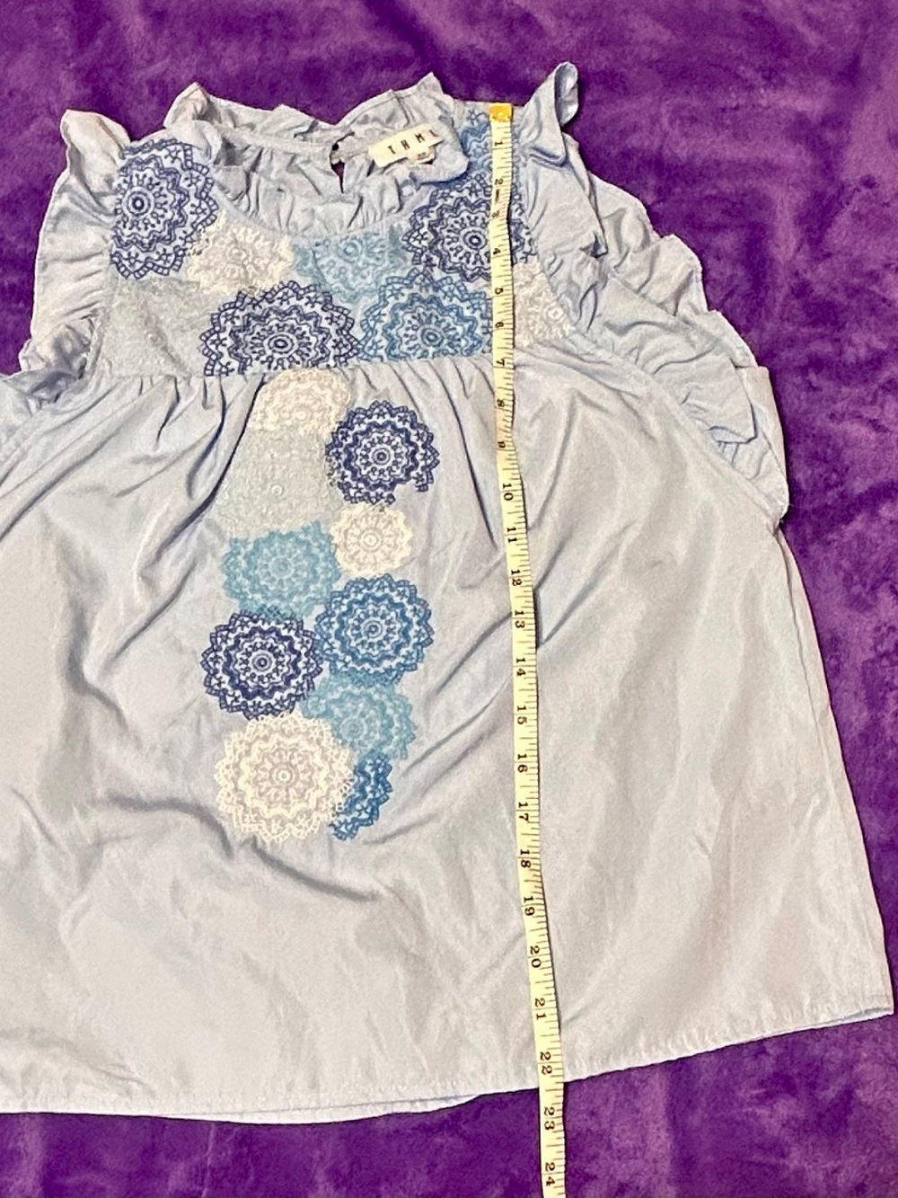 THML Light Blue Embroidered Ruffle Tunic - Picture 3 of 5
